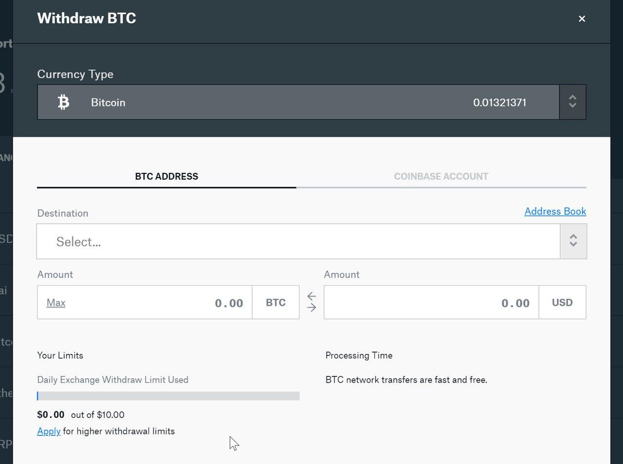 Клиент Coinbase пожаловался на ограничение вывода средств до $10 в сутки