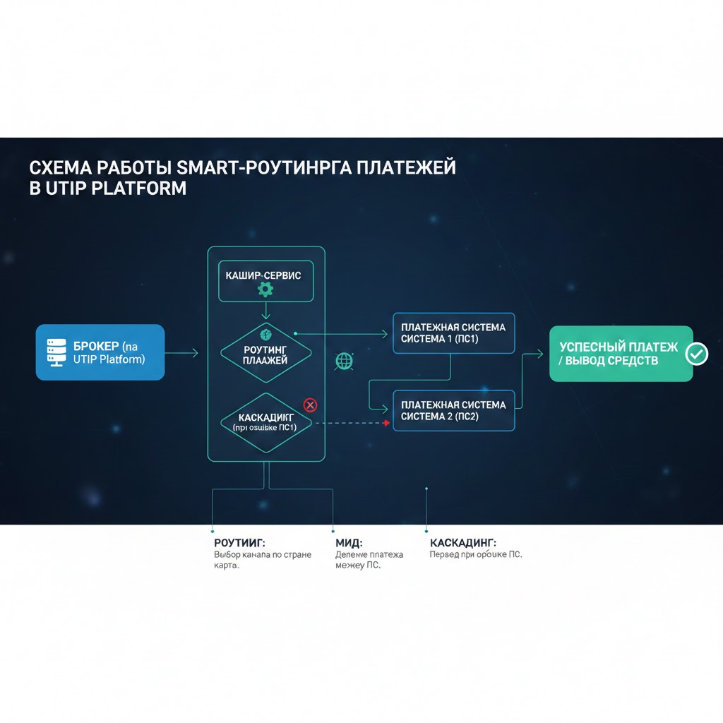 Как работает Smart-маршрутизация (Роутинг/Каскадинг) платежей в торговой платформе UTIP Platform.
